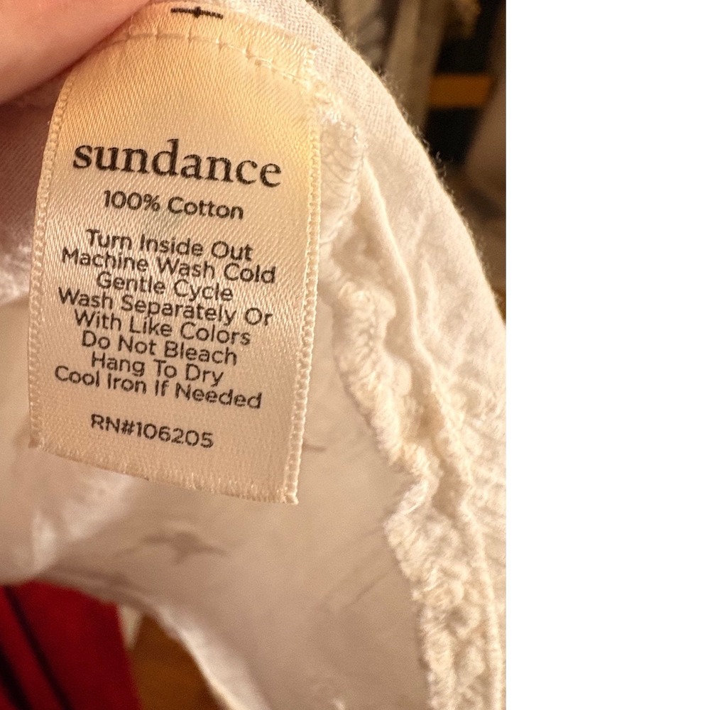 Sundance Blouse Womens XXL White Excellent Embroidered Ruffle Cotton Gauze Top - Picture 6 of 8